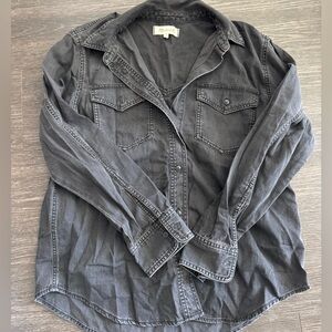 Black Denim Button-Up Shirt